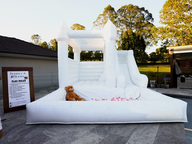 White castle with the ball pit filled with balls