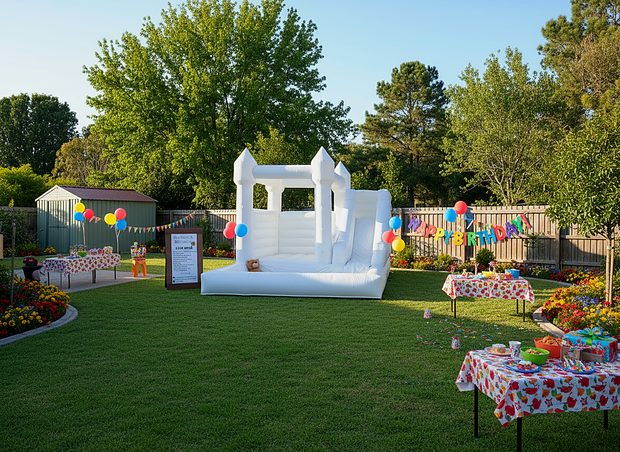Castle at a backyard party