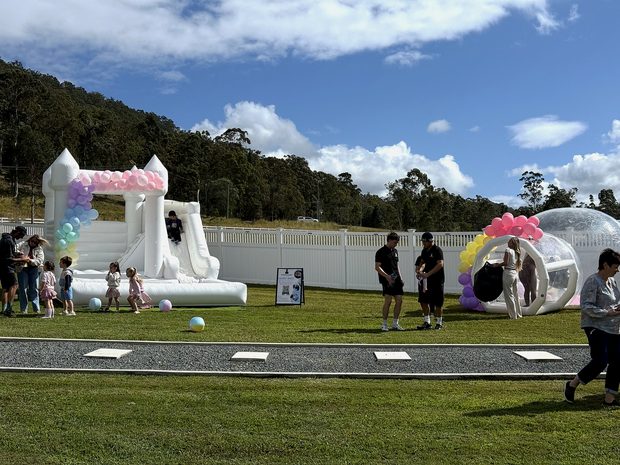 White castle from the side showing the slide